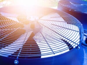 Close-up of an HVAC fan in a HVAC unit