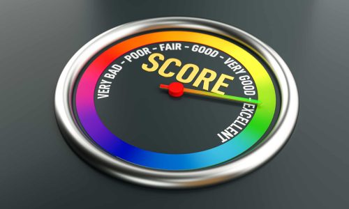 Business Credit Score Gauge Concept, Excellent Grade.