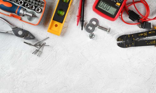 Commonly used tools for home maintenance work.